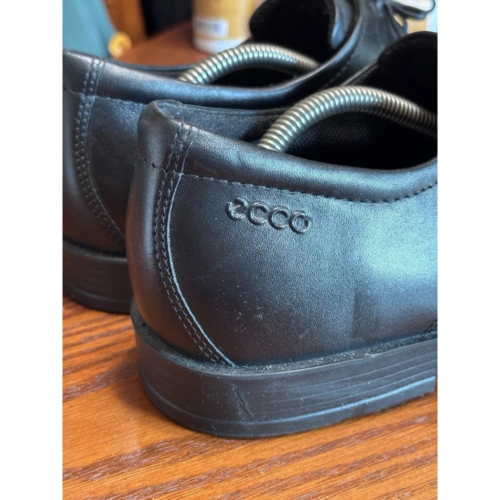 ECCO Mens Black Leather Dress Shoes Lace Up Oxford Comfort Formal EU 43 US 9 9.5